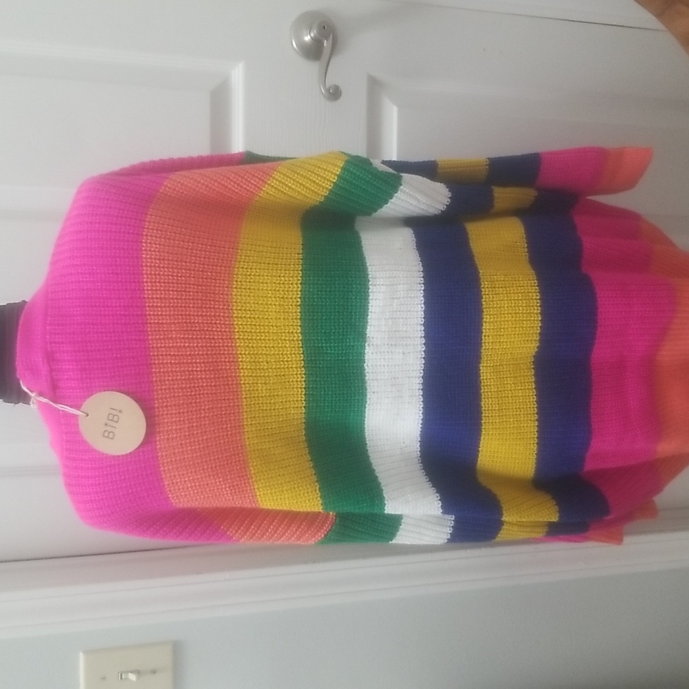 BIBI Fuschsia Multi Stripped Cardigan (xl)NWT - Picture 5 of 10